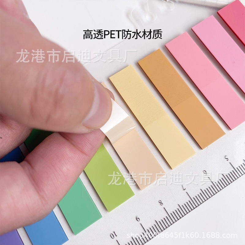 Transparent Adhesive Bookmarks: 3600 Morandi Colored PET Repositionable & Writable Page Labels for School Office Study Supplies - Image 3