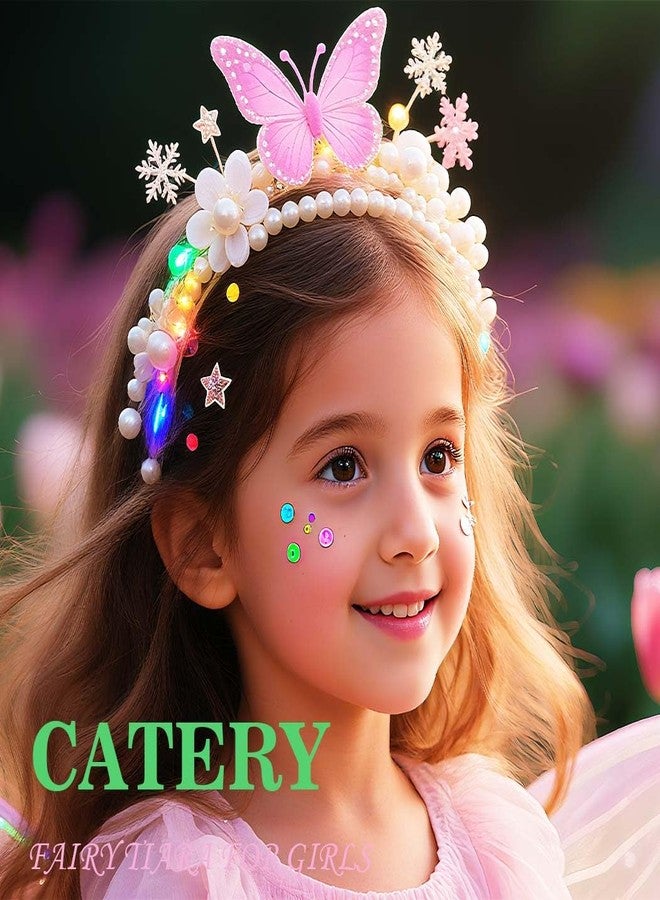 Catery Light Up Butterfly Tiara Flower Crown Fairy Princess Headband for Girls - Image 5