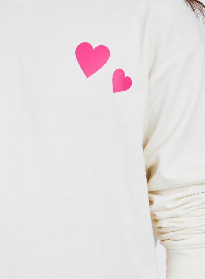 ستايلي هودي بقصة مريحة بطبعة قلب - Image 3