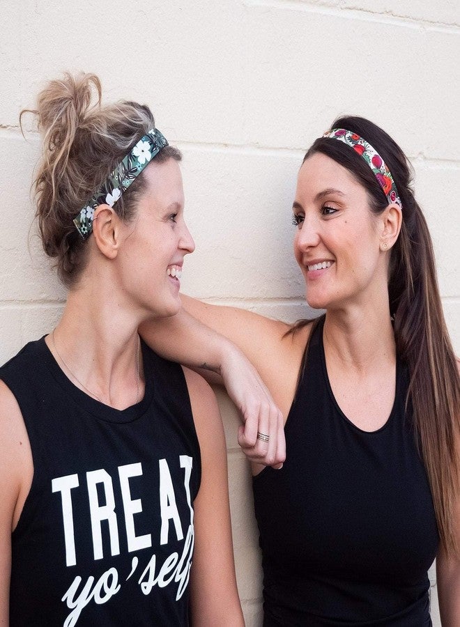 Sweaty Bands Womens Girls Headband - Non-Slip Velvet-Lined Floral Hairband - Bloominous Olive 1-Inch - Image 4