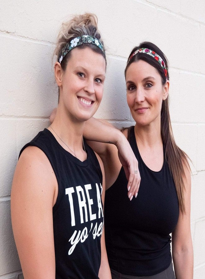 Sweaty Bands Womens Girls Headband - Non-Slip Velvet-Lined Floral Hairband - Bloominous Olive 1-Inch - Image 3