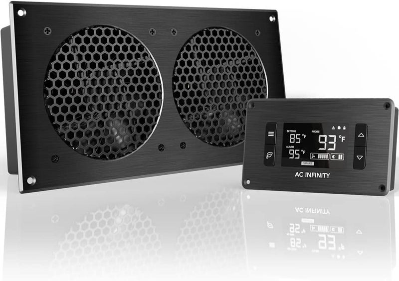 AC Infinity AIRPLATE T7, Quiet Cooling Fan System 12" with Thermostat Control, for Home Theater AV Cabinets - Image 1