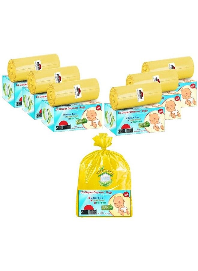 shalimar - Baby Diaper Disposable;Nappy Bag Size 30.5 Cm X 40.5 Cm 6 Rolls (90 Bags) - Image 1