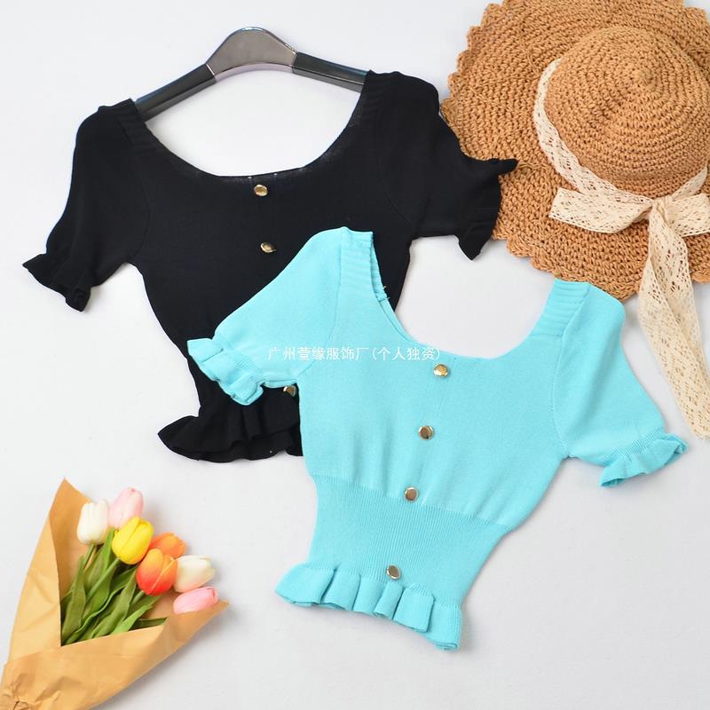 Real S Short Top Summer Short-Sleeved T-Shirt For Women Ins Trend Popular Slim Tight Knitted - Image 4