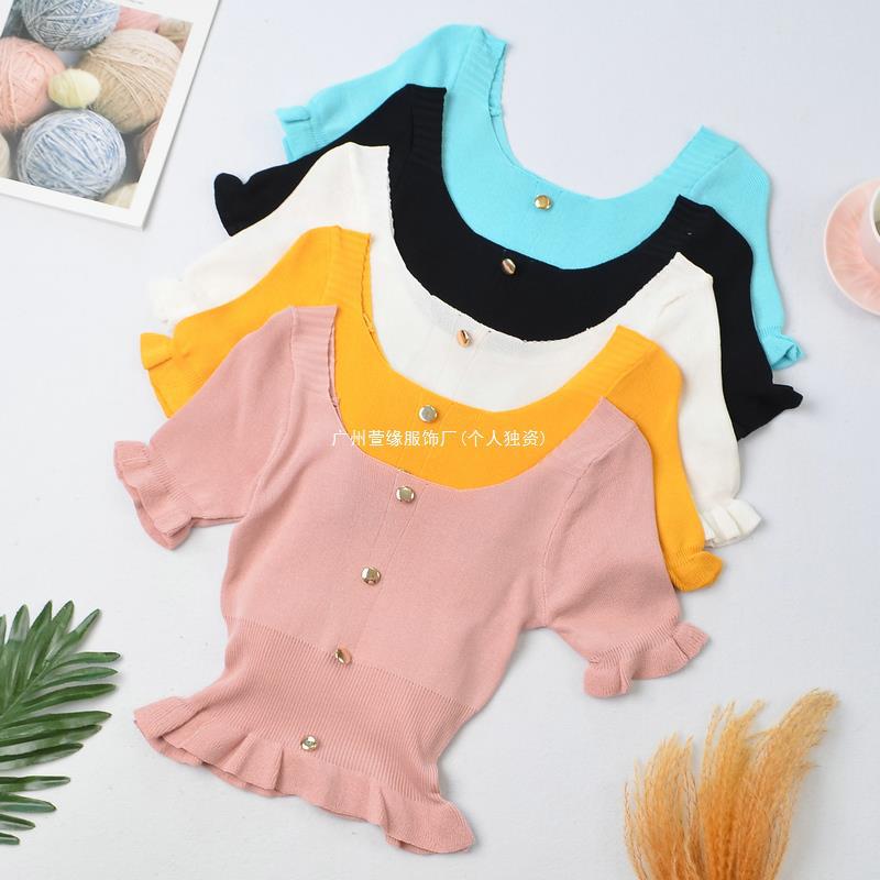 Real S Short Top Summer Short-Sleeved T-Shirt For Women Ins Trend Popular Slim Tight Knitted - Image 3