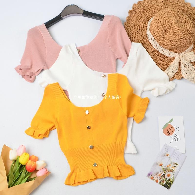 Real S Short Top Summer Short-Sleeved T-Shirt For Women Ins Trend Popular Slim Tight Knitted - Image 5