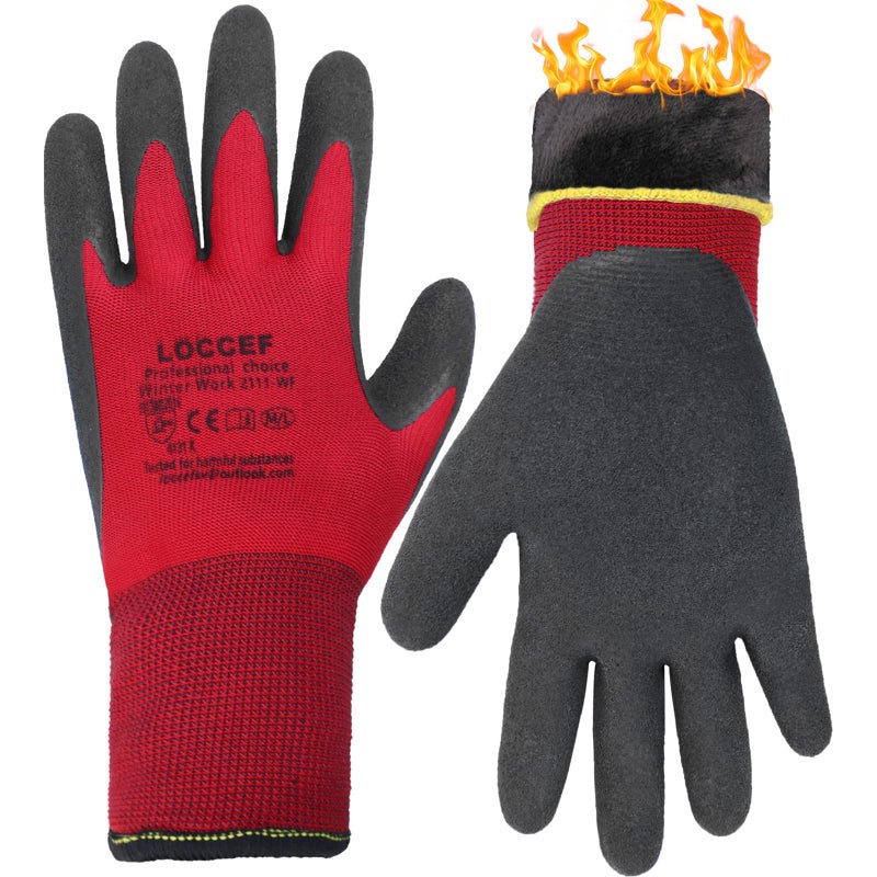 LOCCEF 2 Pairs Winter Work Gloves for Men and Women Freezer Gloves for Work Below Zero Thermal Insulated Super Grip L