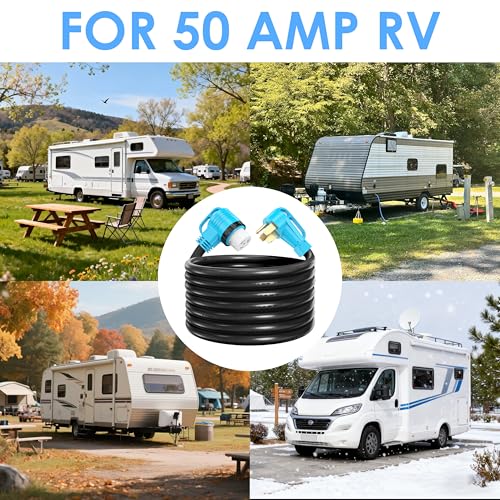CircleCord UL Listed 50 Amp 25 Feet RV/Generator Cord with 90° Right Angle Locking Connector, Heavy Duty 6/3+8/1 Gauge STW Wire, 14-50P to SS2-50R for RV Camper Trailer and Generator to House - Image 4