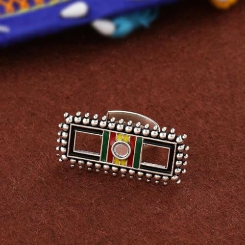 Voylla Women Multi-Coloured Silver-Plated Enamelled Mirror Design Finger Ring - Image 2