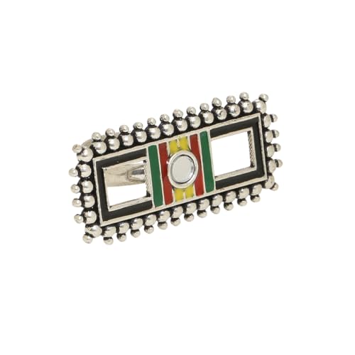 Voylla Women Multi-Coloured Silver-Plated Enamelled Mirror Design Finger Ring - Image 1