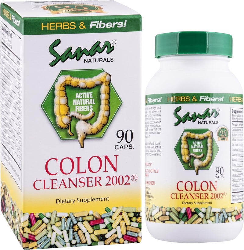 Sanar Naturals Colon Cleanser 2002  Fiber Supplement Weight Management Detox and Gut Health for Women and Men  GLP1 Support  Psyllium Husk Powder Cascara Sagrada 90 Capsules - Image 1