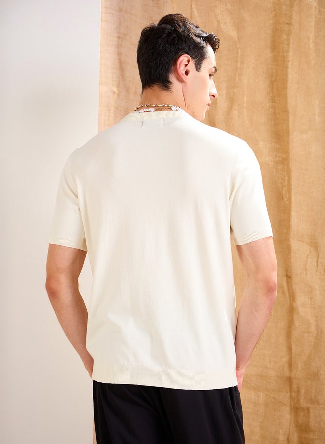 Mascln Sassafras Beige Premium Knit Short Sleeve T-Shirt - Image 5
