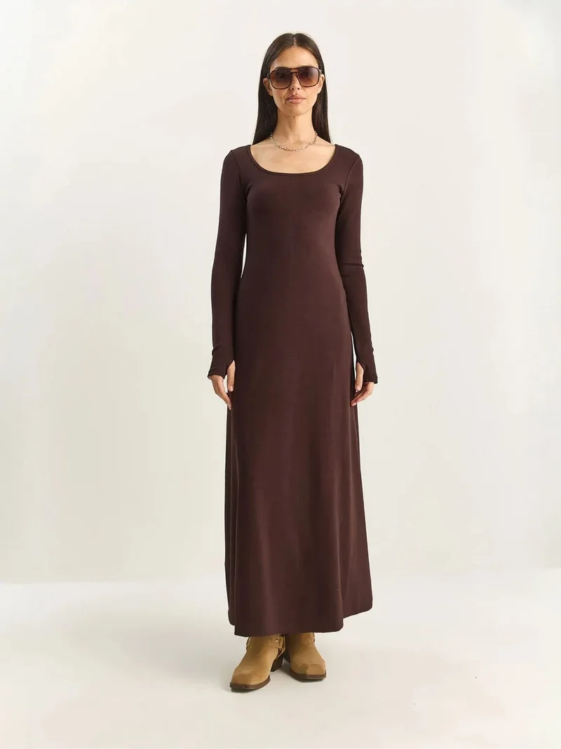 Bianco Lucci LUCCI Maxi A-Form Knitted Dress