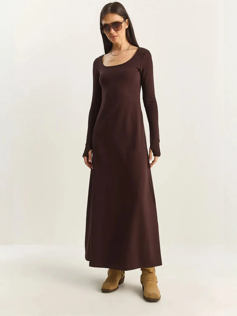 Bianco Lucci LUCCI Maxi A-Form Knitted Dress