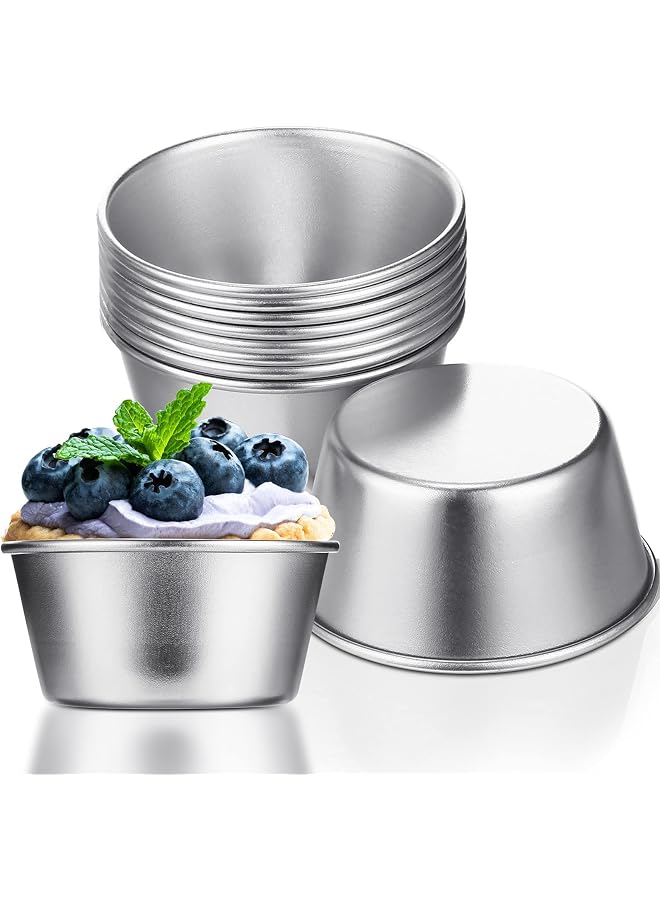 S-TOP 10 Pieces Egg Tart Molds, Individual Molds Pudding Molds Cups, Mini Chocolate Molten Pans Carbon Steel Cupcake Cake Cookie Pudding Mold, Round Nonstick Popover Bakeware Tumblers (2.6 x 2 x 1.3 Inch) - Image 1