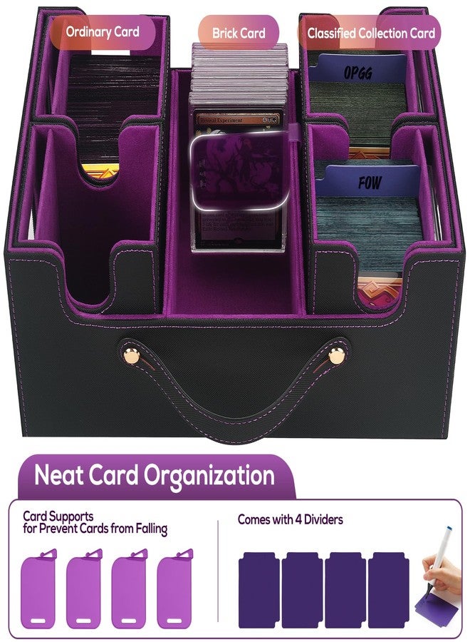 صندوق تخزين بطاقات التداول STTRBOX لبطاقات MTG، صندوق بطاقات القائد MTG، حافظة متعددة الأغراض لبطاقات MTG TCG الرياضية، 4 أغلفة علوية، 4 سدادات، 4 فواصل ملونة (أسود وأرجواني) - Image 4