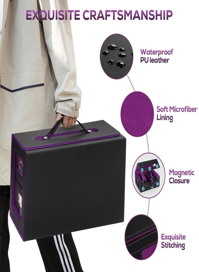 صندوق تخزين بطاقات التداول STTRBOX لبطاقات MTG، صندوق بطاقات القائد MTG، حافظة متعددة الأغراض لبطاقات MTG TCG الرياضية، 4 أغلفة علوية، 4 سدادات، 4 فواصل ملونة (أسود وأرجواني) - Image 5