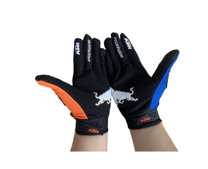 EXCEREY Non-Slip MTB Motorcycle Biking Cycling Gloves Full Finger Off-Road Racing Gloves for Men Women & Mountaineering (Blue, L) - Image 2