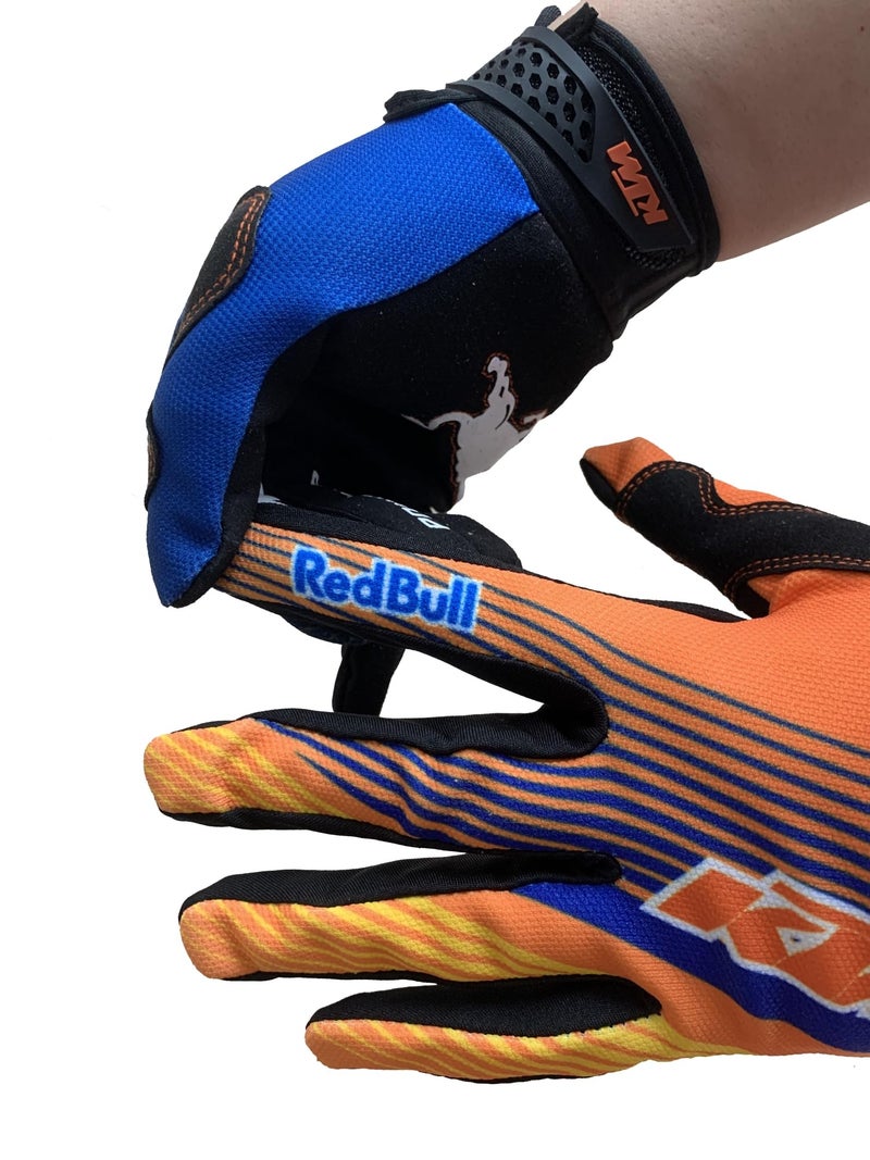 EXCEREY Non-Slip MTB Motorcycle Biking Cycling Gloves Full Finger Off-Road Racing Gloves for Men Women & Mountaineering (Blue, L) - Image 3