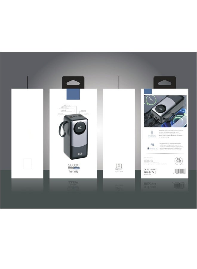 دي جي 50000mAh Power Bank with 100W In/Out Power Delivery – PD 22.5W Fast Charging, USB 4 Ports, Type-C & Micro USB Inputs, Digital Battery Display – High-Capacity Portable Charger for Laptops, Smartphones, Tablets & More - Image 3