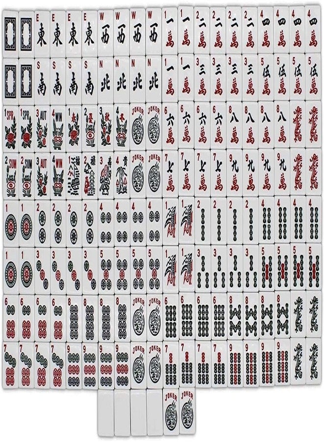 HNDTEK American Western-Style Mahjong Tiles - 166-Piece Set, Scratch-Resistant Melamine, Tiles Only Type A - Image 1