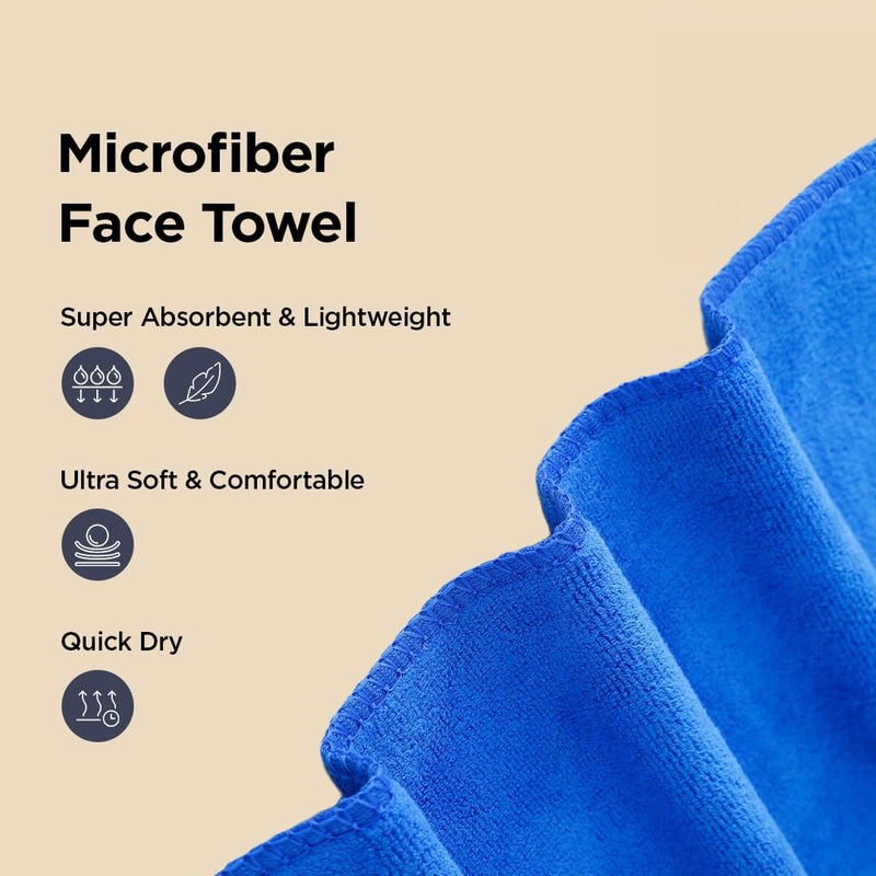 Kuber Industries Kuber Industries Face Towel Microfiber Hand Towel Antibacterial Face Towel Hair Face Towel for Man 400 GSM Towel SHXS Pack of 2 Blue  - Image 2