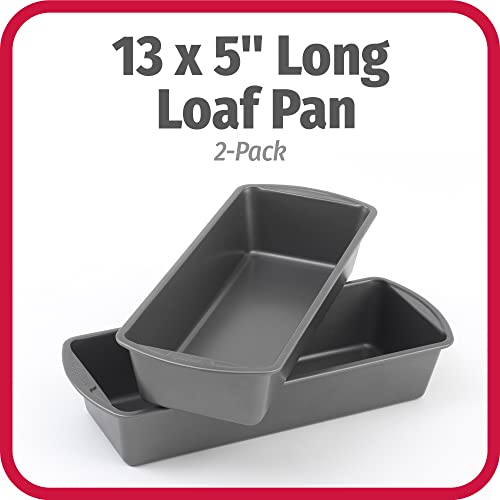 GoodCook Set of 2 Extra Large 13" x 5" Nonstick Steel Bread Loaf Pans, Gray - Set of Two Loaf Pans, Even Heat Distribution, Scratch-Resistant Nonstick Coating, Durable Construction, Easy to Clean - Image 2