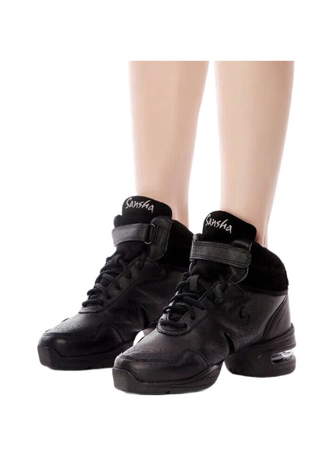 Sansha Sports Dance Shoes, Leather Upper, Air Cushion, Modern Dance Shoes, High-Top Shoes, Square Dance Shoes, H52Lpi, Black, Size 39 - Image 2