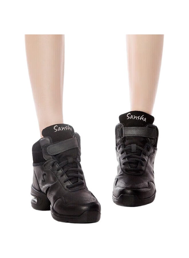 Sansha Sports Dance Shoes, Leather Upper, Air Cushion, Modern Dance Shoes, High-Top Shoes, Square Dance Shoes, H52Lpi, Black, Size 39 - Image 3
