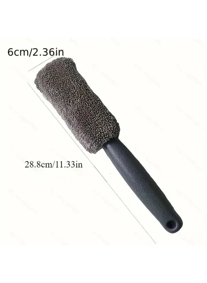 Orange Heavy Duty Portable Car Wheel Tire Cleaning Brush With Handle - Image 2