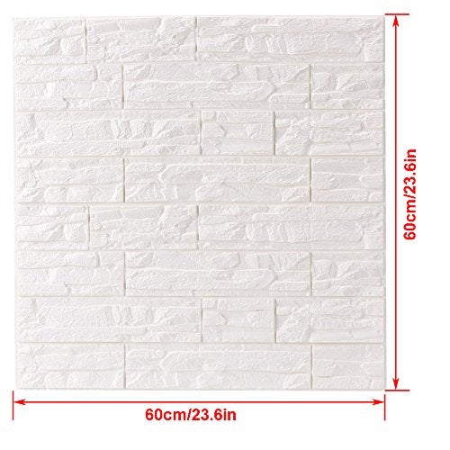 NHSUNRAY 3D Brick Textured Pattern Wall Panels Wallpaper Self-Adhesive PE Foam Waterproof Modern Style for Living Room Bedroom Kitchen Wall Covering Background Decoration 12PCS=46.5SQ.FT(12PCS, White) - Image 2