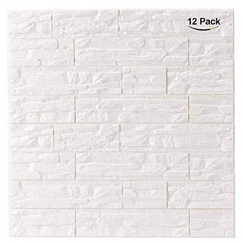 NHSUNRAY 3D Brick Textured Pattern Wall Panels Wallpaper Self-Adhesive PE Foam Waterproof Modern Style for Living Room Bedroom Kitchen Wall Covering Background Decoration 12PCS=46.5SQ.FT(12PCS, White) - Image 3