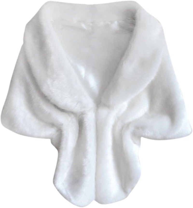 woobles Women's Faux Fur Shawl Wrap Cape for Wedding Party Show - Image 1