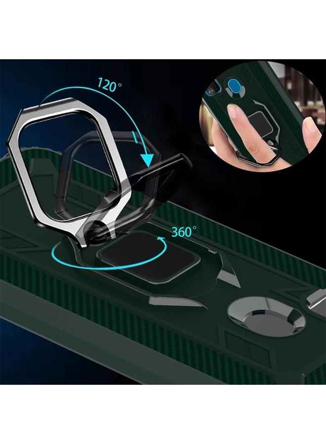 زبون جراب لهاتف Galaxy M30s، جراب واقٍ من ألياف الكربون مع حامل حلقي يدور 360 درجة - Image 5