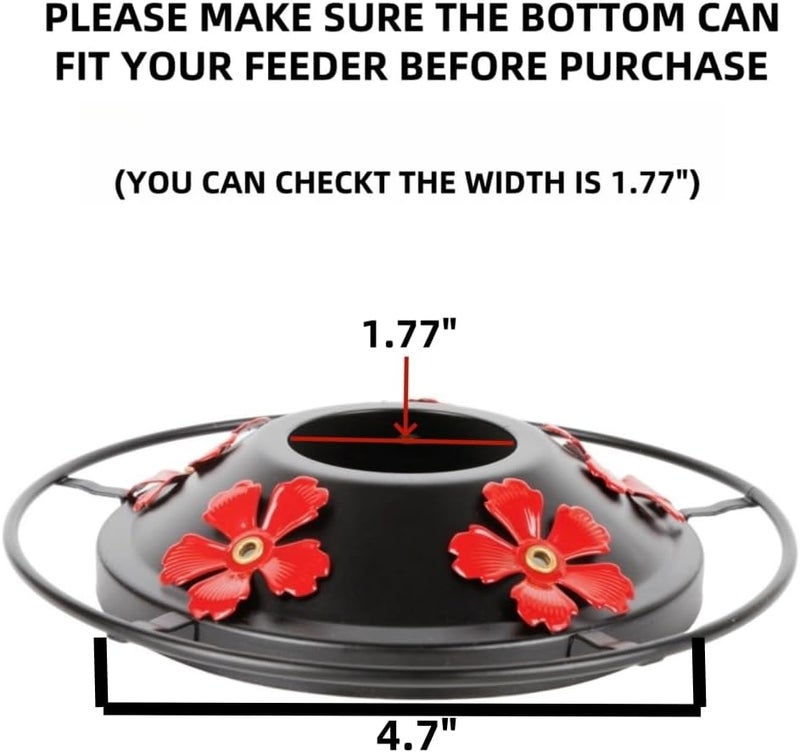 WOSIBO 2 Pack Hummingbird Feeder Bottom Base Large Metal Covers with 2Pcs Seal Rings and Brushes Hummingbird Feeder Accessories Replacement Part No Nectar Base Compatible with Glass Bottle Base (2, Black) - Image 3