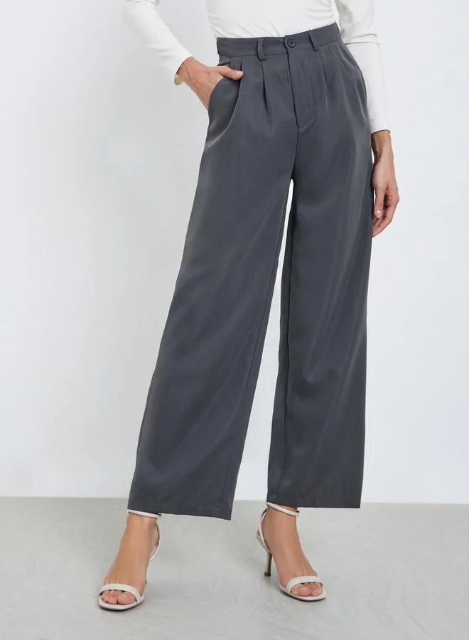 ستايلي بنطال بأرجل واسعة بكسرات