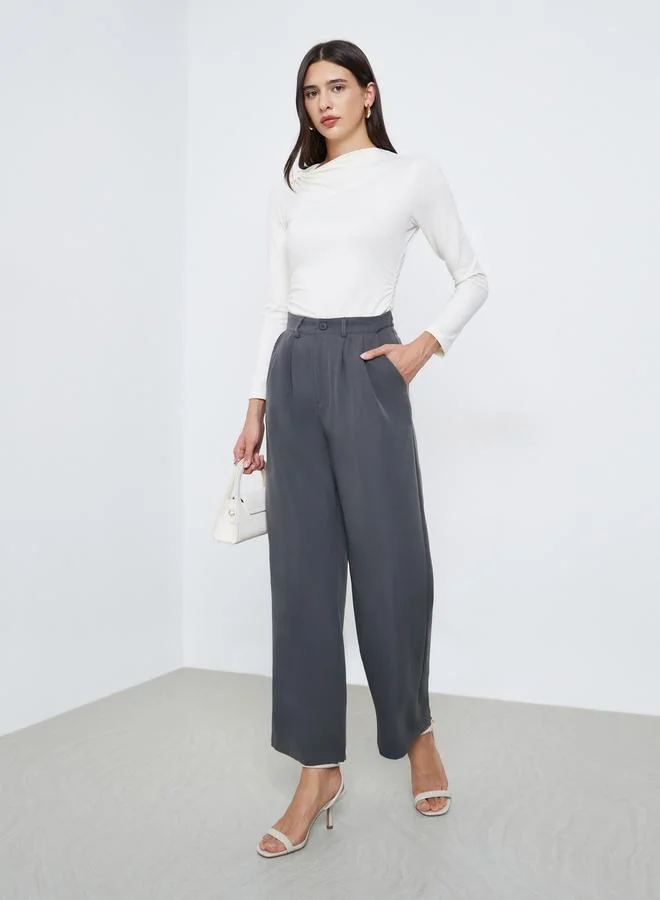 ستايلي بنطال بأرجل واسعة بكسرات