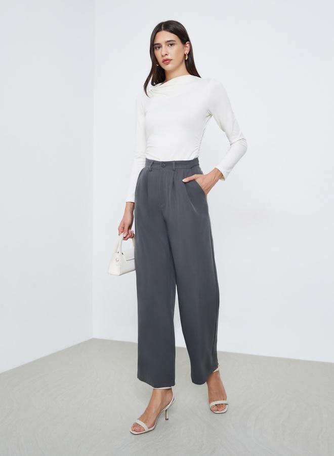 ستايلي بنطال بأرجل واسعة بكسرات - Image 1