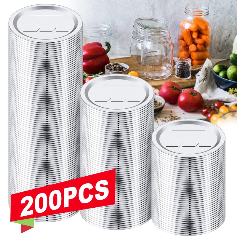 OCSOHO 200 PCS Canning Lids Regular Mouth,2.76in Regular Mouth Mason Jar Lids,Ball Jar with Lids with Leak proof Airtight Seal Rust Proof Split,Regular Mason Jars Food Grade,Canning Food DIY - Image 1