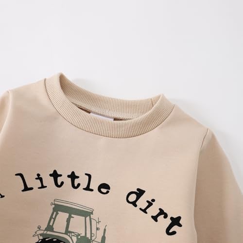 Yvowming Baby Boy Clothes Fall Clothes Truck Print Long Sleeve Pullover Tops + Pant Sets Toddler Winter Outfits (Khaki, 2-3T) - Image 5