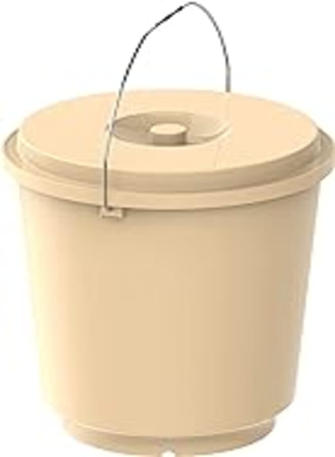 Cosmoplast IFHHBU107IV Plastic EX Bucket For Cleaning and Storing With Lid and Handle, 26 Liters - Ivory