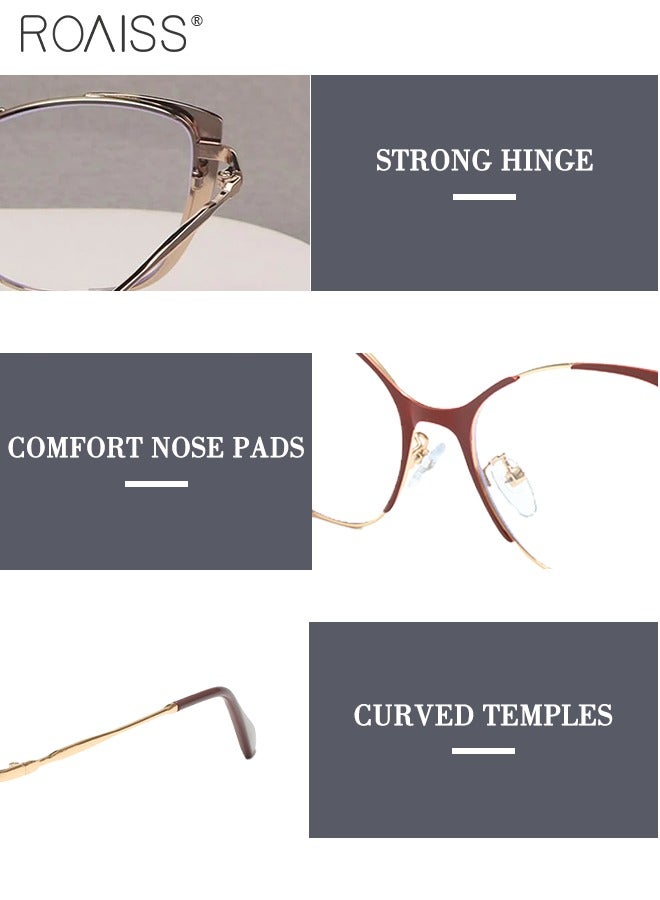 roaiss Women's Blue Light Blocking Glasses Anti UV and Glare Blue Light Filter Computer Glasses Cat Eye Color Changing Anti Eyestrain Headache Eyewear Burgundy and Rose Gold 52mm  - Image 5