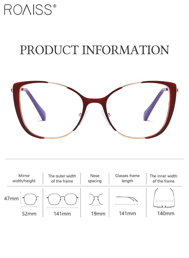 roaiss Women's Blue Light Blocking Glasses Anti UV and Glare Blue Light Filter Computer Glasses Cat Eye Color Changing Anti Eyestrain Headache Eyewear Burgundy and Rose Gold 52mm  - Image 4