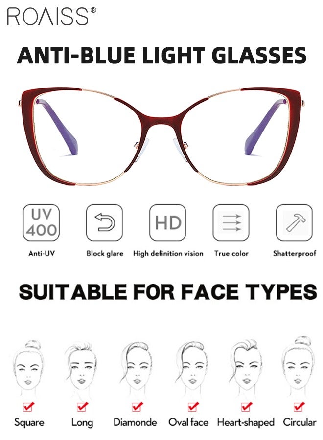 roaiss Women's Blue Light Blocking Glasses Anti UV and Glare Blue Light Filter Computer Glasses Cat Eye Color Changing Anti Eyestrain Headache Eyewear Burgundy and Rose Gold 52mm  - Image 3