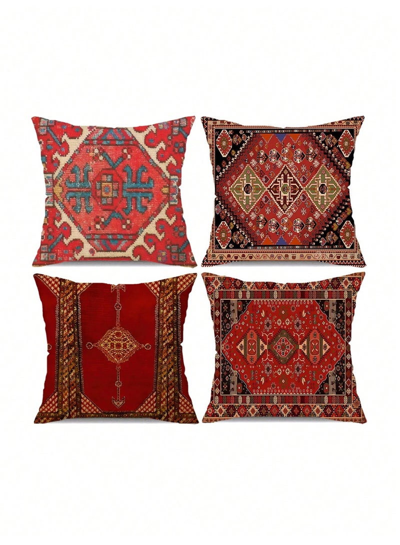 Cushion cover set of 4 pieces, bohemian design, bright and solid colors, size 45 cm x 45 cm, without filling - Image 2