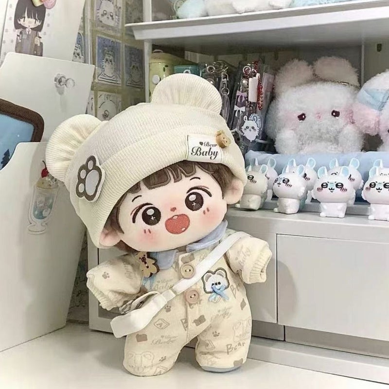 20cm Doll Pajama Romper Outfit, Bear Cookie Hat and Clothes for Cotton Doll - Image 2