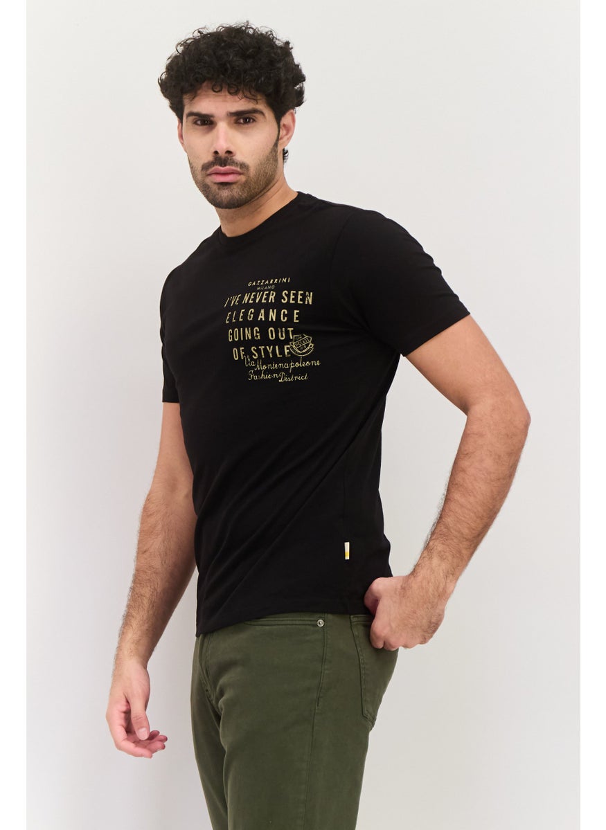 Gazzarrini Men Crew Neck Short Sleeves Graphic Print T-shirt, Black  - Image 2