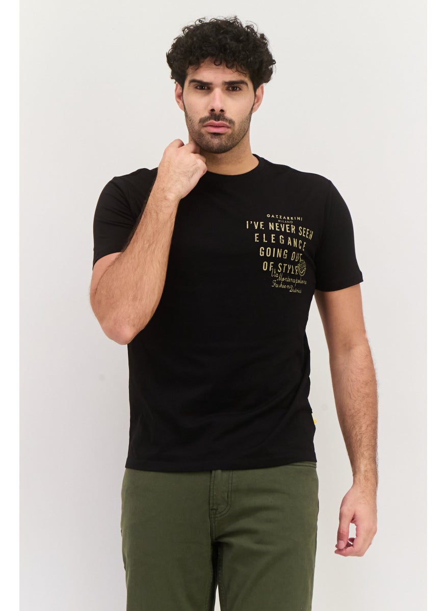 Gazzarrini Men Crew Neck Short Sleeves Graphic Print T-shirt, Black  - Image 1