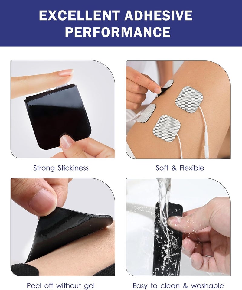 Nursal TENS Unit Replacement Pads - 20 Pack Reusable Self-Adhesive Electrodes (2x2” & 2x4”) - Latex Free - Image 4