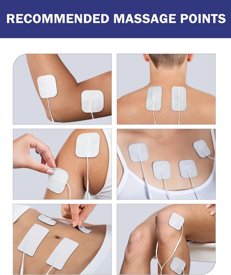 Nursal TENS Unit Replacement Pads - 20 Pack Reusable Self-Adhesive Electrodes (2x2” & 2x4”) - Latex Free - Image 5